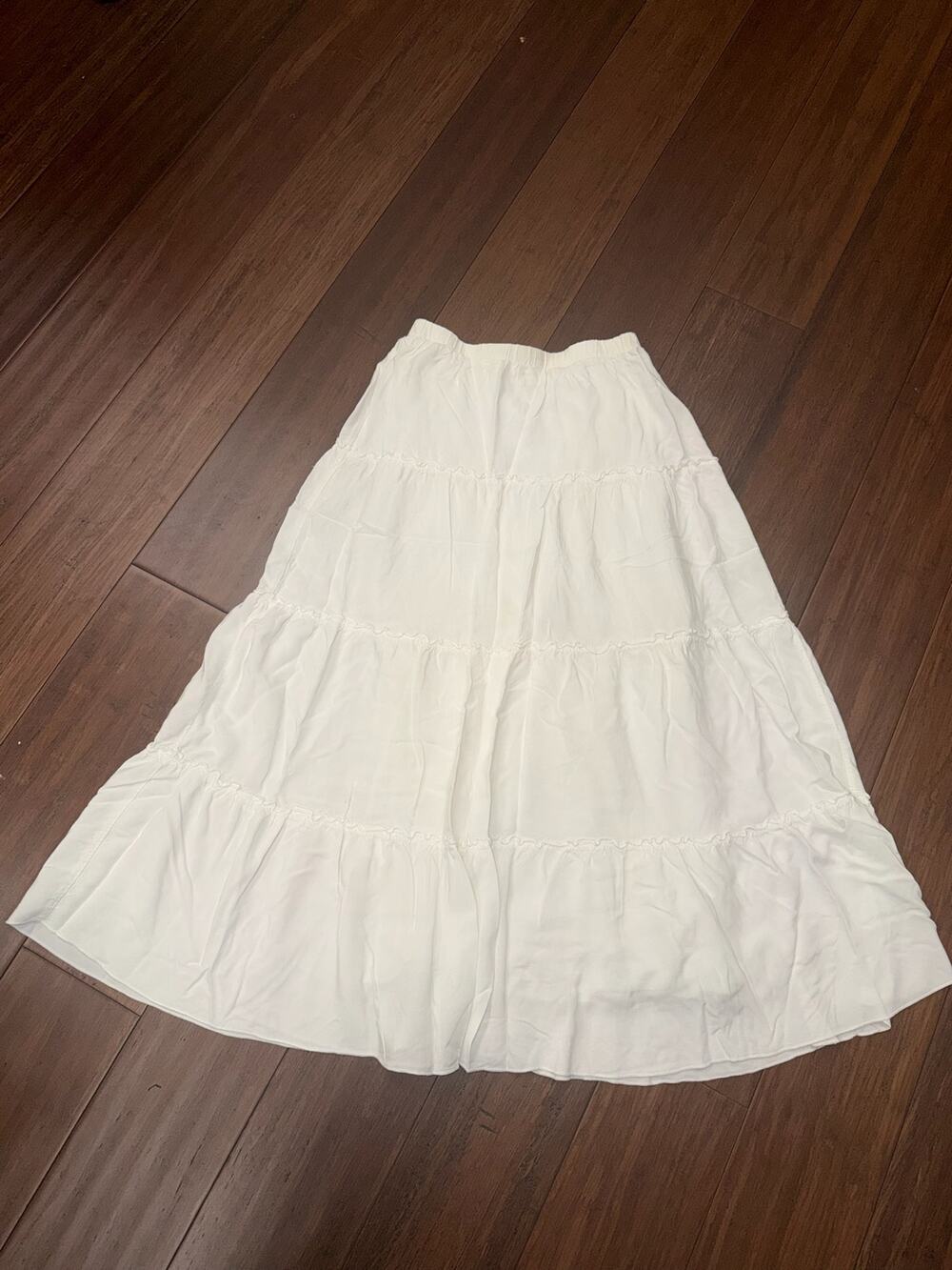 John Galt White Izzy Tiered Maxi Skirt PacSun One Size
